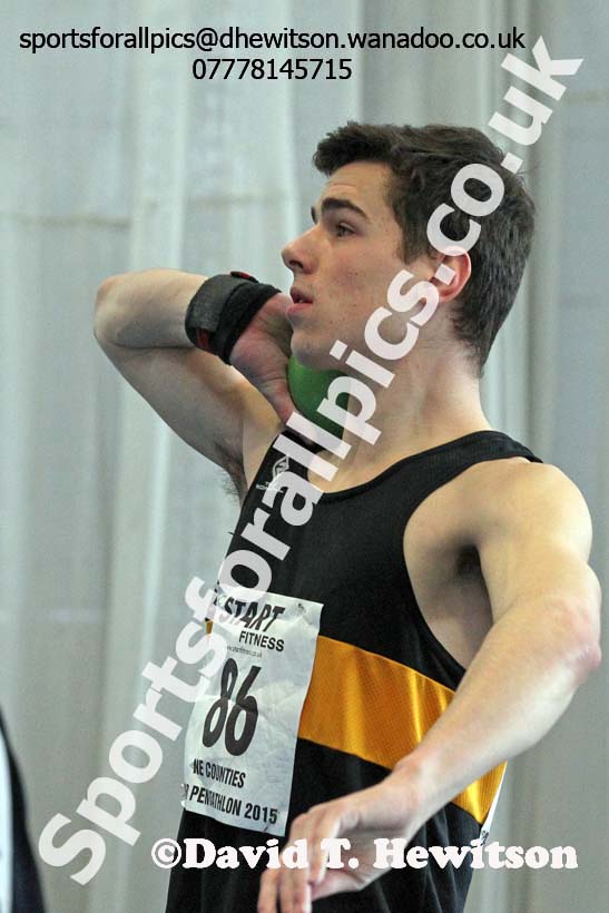 Men's shot, NECAA Championships and Open Indoor Pentathlon, Gateshead College Academy of Sport. Photo: David T. Hewitson/Sports for All Pics